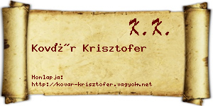 Kovár Krisztofer névjegykártya
